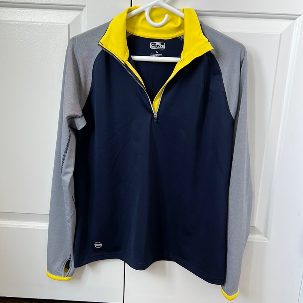 Ralph Lauren Active long sleeve navy and yellow trim 3/4 zip